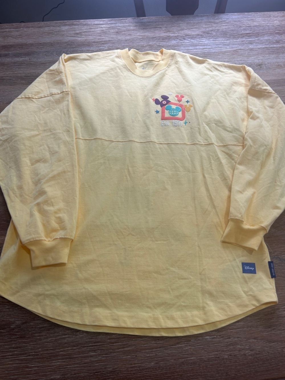 Disney Yellow Long Sleeve Tee with Retro Icon Graphic